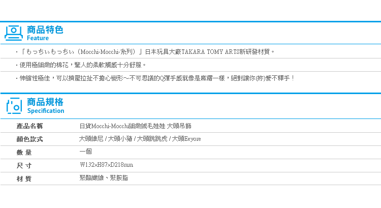 【日貨Mocchi-Mocchi細緻絨毛娃娃 大頭吊飾】Norns 迪士尼玩偶 抱枕 靠墊 小熊維尼小豬跳跳虎屹耳