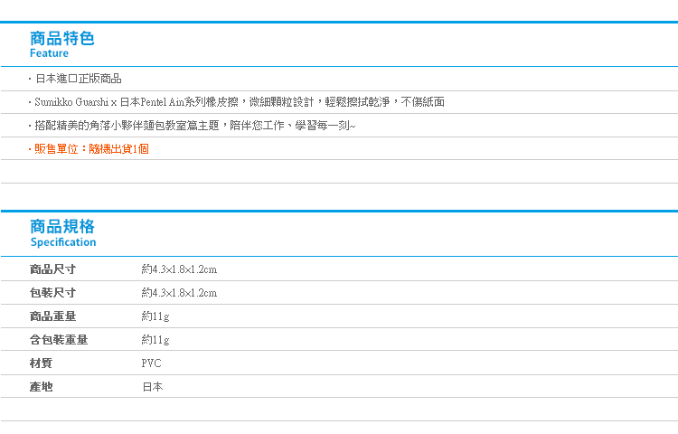 【日貨角落生物Ain橡皮擦 麵包教室篇】Norns 角落小夥伴 麵包店店長 事務文具 正版授權